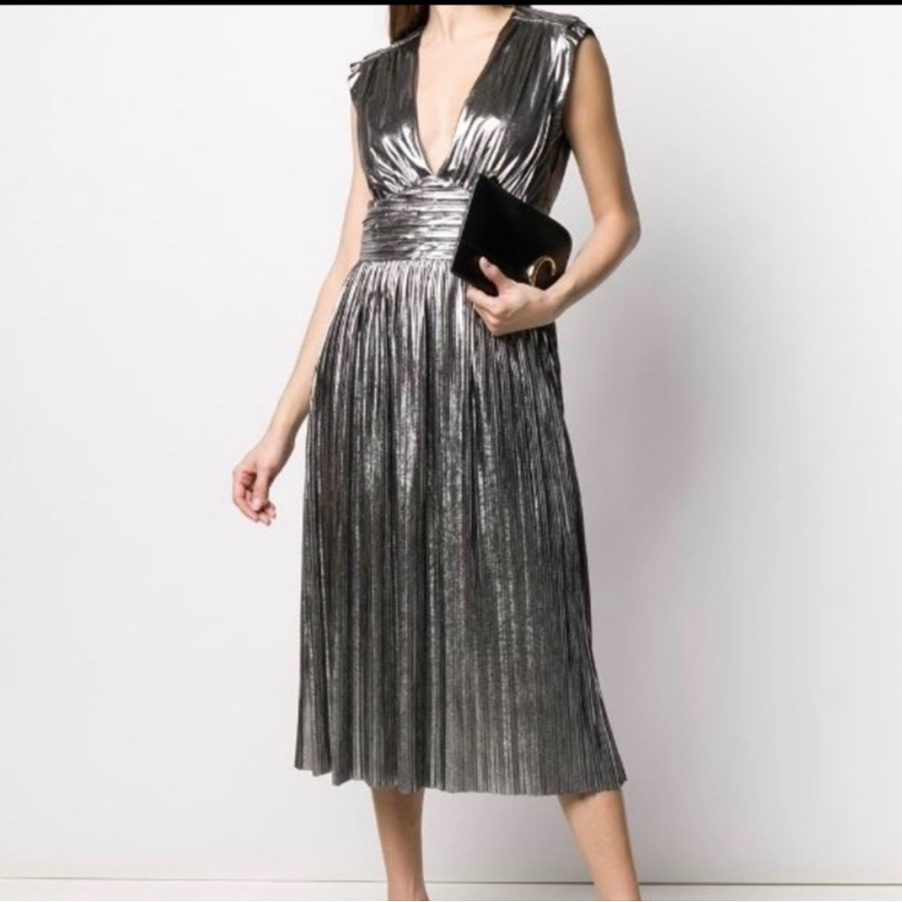 REBECCA MINKOFF Briella Silver Midi Dress SZ 0